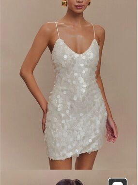 NWT Meshki White Sequin Dress with Spaghetti Straps